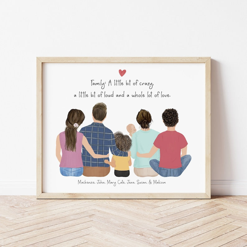 Full family portrait with new baby - personalized first Mother's Day gift